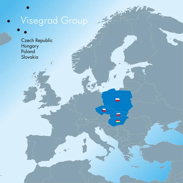 Mapa Porozumienia Grupy Wyszehradzkiej Flagi Europa Plik Wektorowy Ilustracja — Wektor stockowy