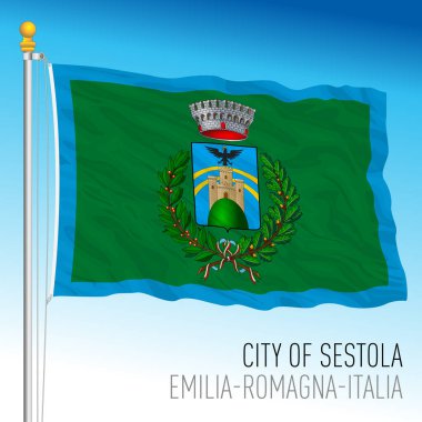 Sestola Belediyesi bayrağı, Modena ili, Emilia-Romagna, İtalya, vektör ilüstrasyonu