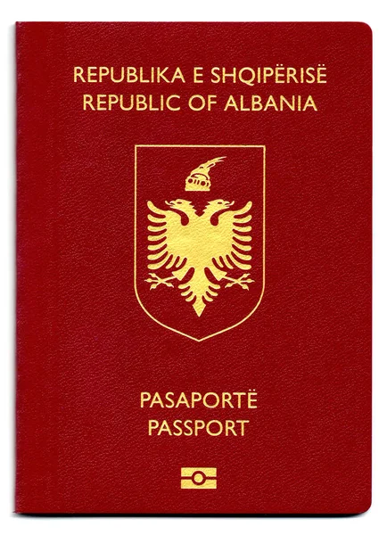 Passport of Albania, cover with national coat of arms, European country