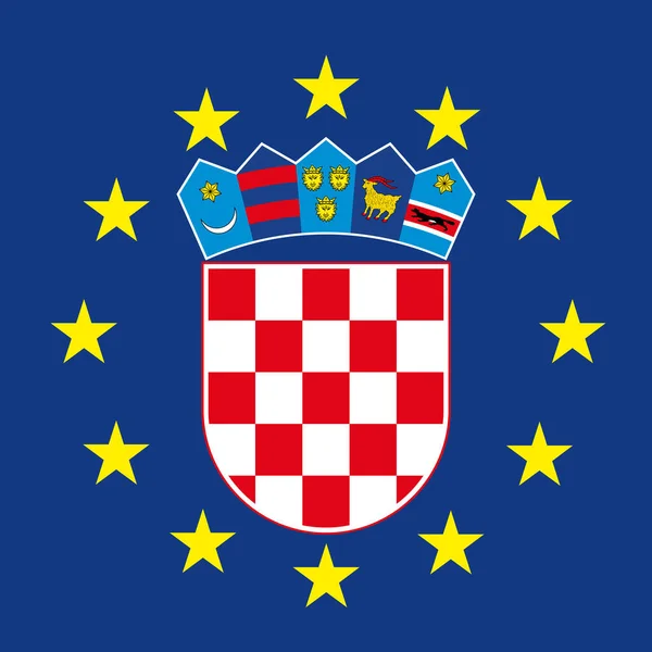 Επίσημο Εθνόσημο Της Δημοκρατίας Της Κροατίας Στη Σημαία Της Ευρωπαϊκής — Διανυσματικό Αρχείο