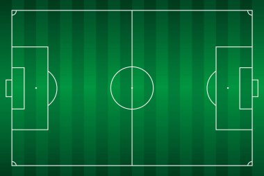 Soccer field seen from above with regulation lines, vector illustration clipart