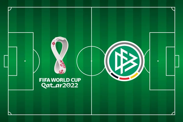 Campo Futebol Visto Cima Com Emblema Federação Futebol Alemanha Campeonato — Vetor de Stock