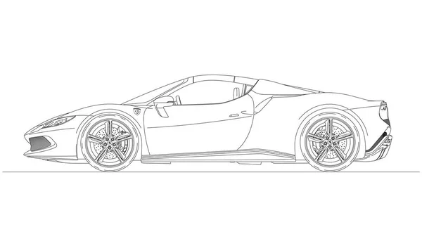 Maranello Italien 2022 Ferrari 296 Gts Super Bil Silhuet Skitseret – Stock-vektor