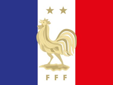 Fransa Futbol Federasyonu 'nun amblemi. Ulusal bayrak ile FFF, editoryal illüstrasyon.