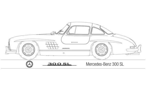 Германия Год Выпуска Mercedes Benz 300 Знаменитый Винтажный Спорткар Иллюстрация — стоковый вектор
