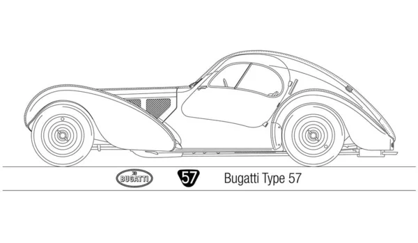 Франция 1936 Год Bugatti Type Atlantic Coupe Силуэт Винтажного Автомобиля — стоковый вектор