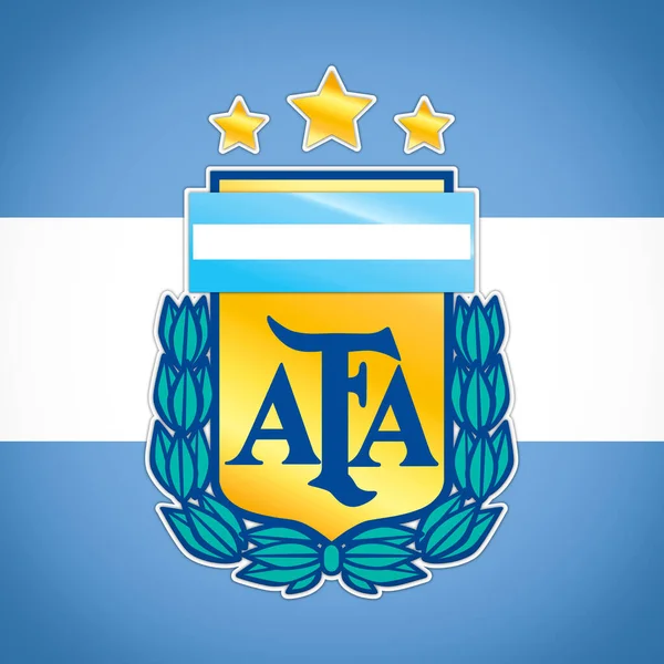 Argentina Rok 2022 Vlajka Logo Argentina Football Association Mistr Světa — Stock fotografie