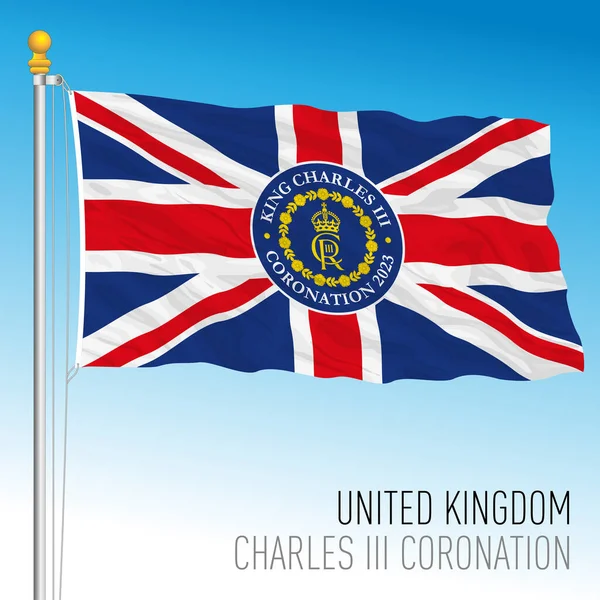 Charles Third Coronation Fantasy Flag United Kingdom Vector Illustration —  Vetores de Stock