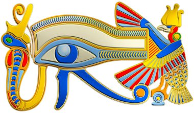 Eye of Horus, ancient egyptian symbol, coloured 3d illustration