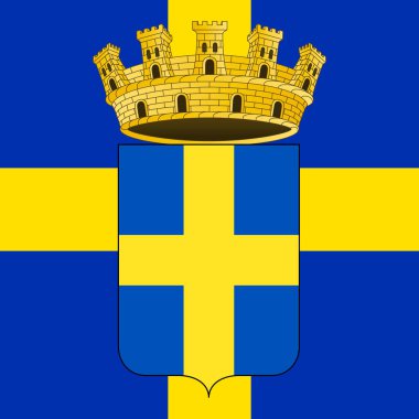 Verona, flag and coat of arms of the city, Veneto region, Italy, vector illustration