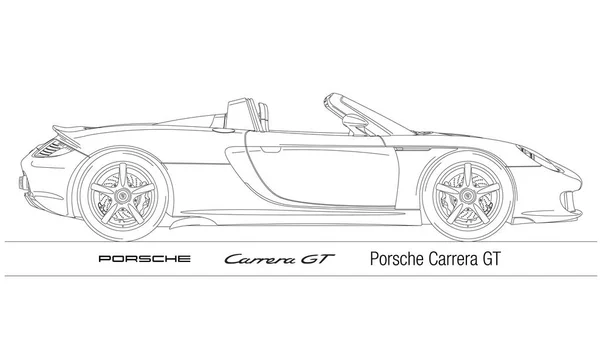 Германия 2003 Год Силуэт Винтажного Автомобиля Porsche Carrera Иллюстрация Белом — стоковый вектор