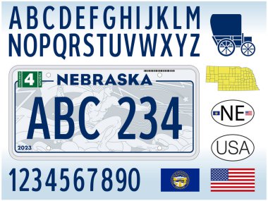 Yeni Nebraska plaka modeli, Birleşik Devletler, vektör illüstrasyonu