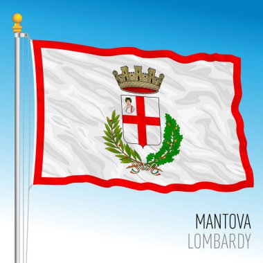 Mantova, İtalya, Lombardiya, şehrin bayrağı, vektör illüstrasyonu