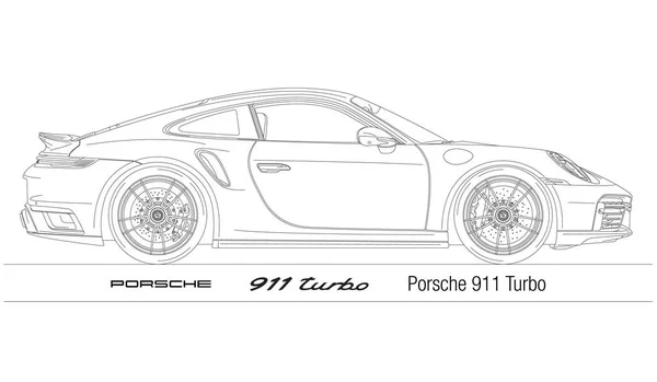 Germania Anno 2023 Porsche 911 Turbo Car Silhouette Illustrazione Sfondo — Vettoriale Stock
