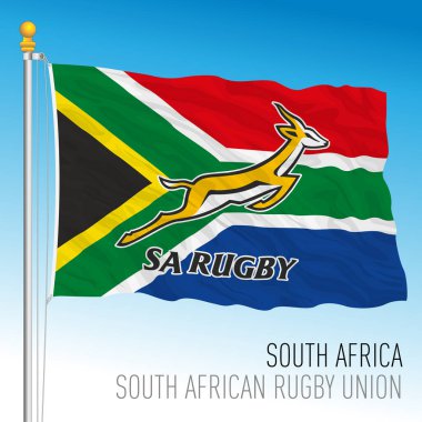 Fransa, Eylül 2023, Rugby Dünya Kupası, Güney Afrika Rugby Federasyonu illüstrasyon bayrağı