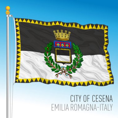 Cesena italian city coat of arms and flag pennant, Emilia Romagna, Italy, vector illustration