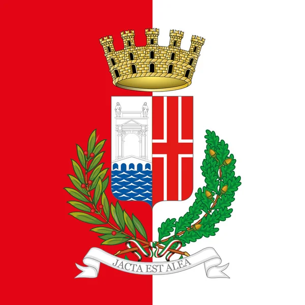 Flagge Der Stadt Rimini Mit Wappen Emilia Romagna Italien Vektorillustration — Stockvektor