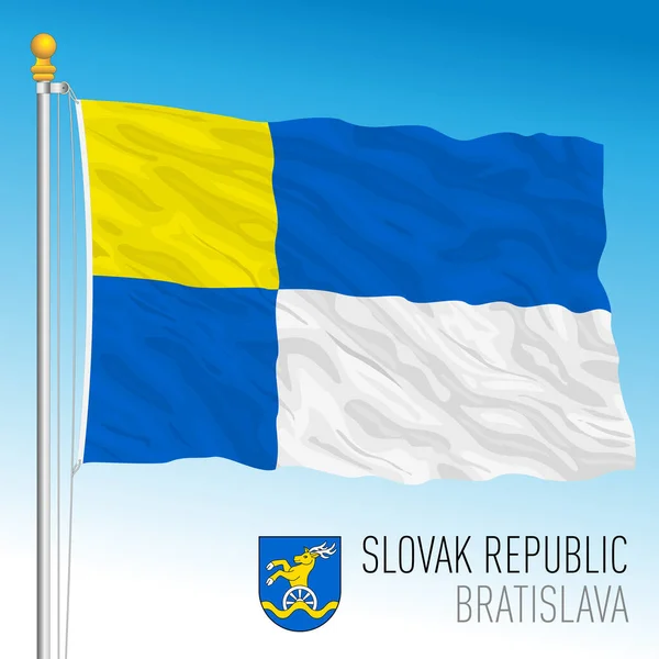 Slovakien Regionen Bratislava Flagga Och Vapensköld Vektorillustration — Stock vektor