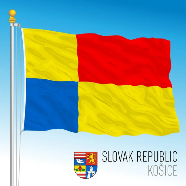 Słowacja Flaga Regionu Koszyckiego Herb Ilustracja Wektora — Wektor stockowy