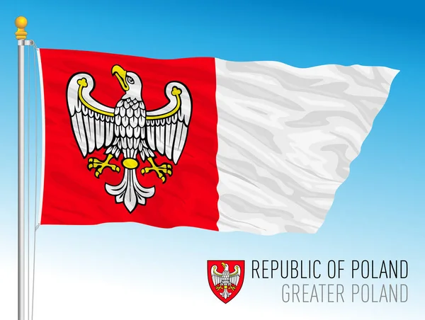 Flaga Regionalna Herb Wielkopolski Rzeczpospolita Polska Państwo Europejskie Ilustracja Wektorowa — Wektor stockowy