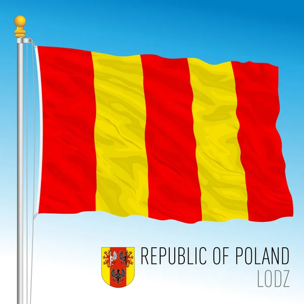Drapeau Régional Lodz Armoiries République Pologne Pays Européen Illustration Vectorielle — Image vectorielle