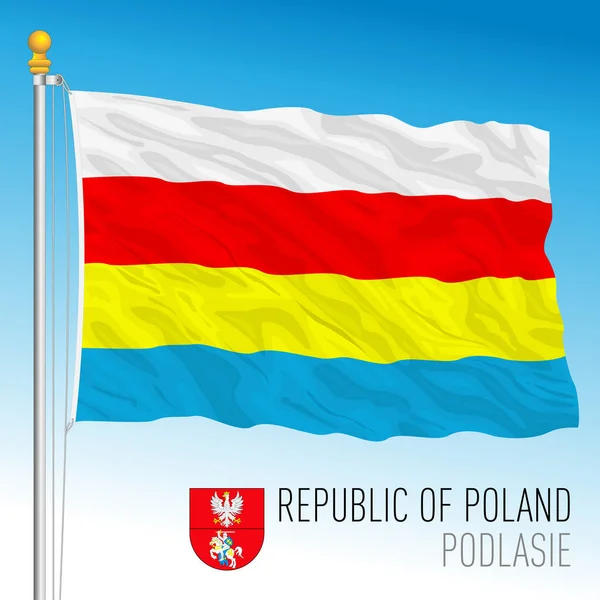 Podlasie Regional Flagga Och Vapensköld Republiken Polen Europeiskt Land Vektorillustration — Stock vektor