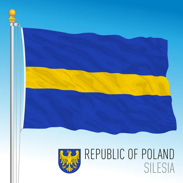Regionalflagge Und Wappen Schlesiens Republik Polen Europäisches Land Vektorillustration — Stockvektor