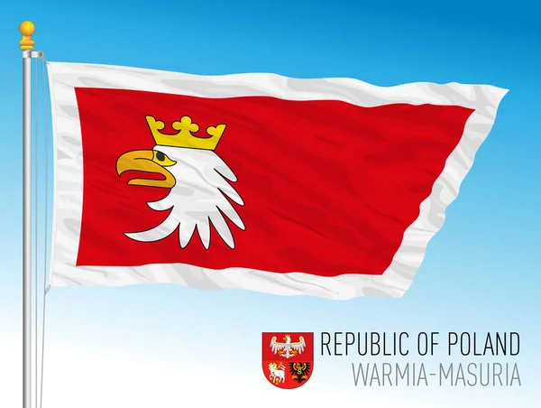 Warmia Masurian Regional Flag Coat Arms Republic Poland European Country — 스톡 벡터