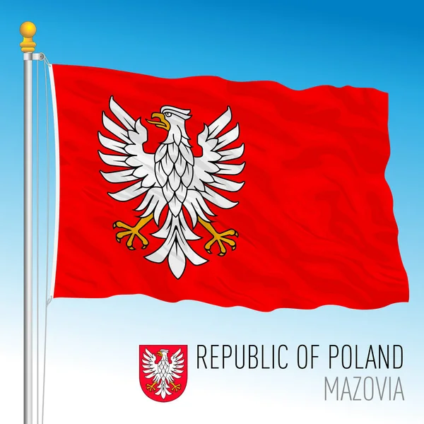 Mazovia Bandeira Regional Brasão Armas República Polónia País Europeu Ilustração — Vetor de Stock