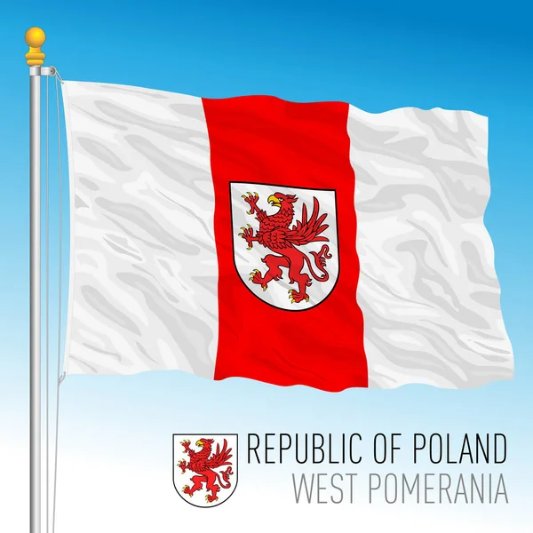 Flaga Herb Województwa Zachodniopomorskiego Rzeczpospolita Polska Państwo Europejskie Ilustracja Wektorowa — Wektor stockowy