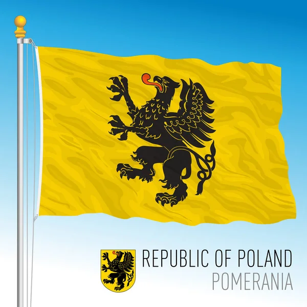 Flaga Herb Województwa Pomorskiego Rzeczpospolita Polska Państwo Europejskie Ilustracja Wektora — Wektor stockowy