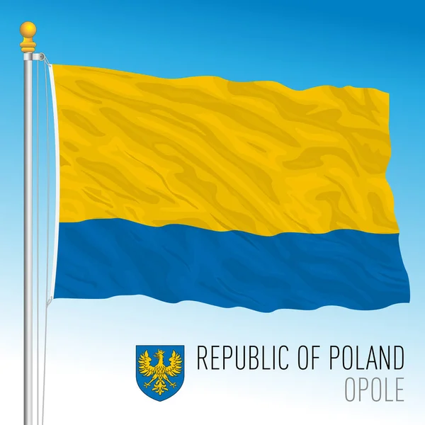 Opolska Flaga Regionalna Herb Rzeczpospolita Polska Państwo Europejskie Ilustracja Wektora — Wektor stockowy