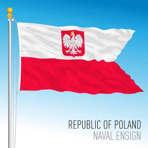 Republic Poland Merchant Naval Flag Europe Vector Illustration — Vector de stock