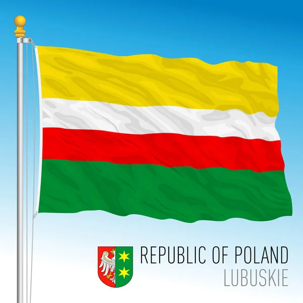 Lubuska Flaga Regionalna Herb Rzeczpospolita Polska Państwo Europejskie Ilustracja Wektorowa — Wektor stockowy