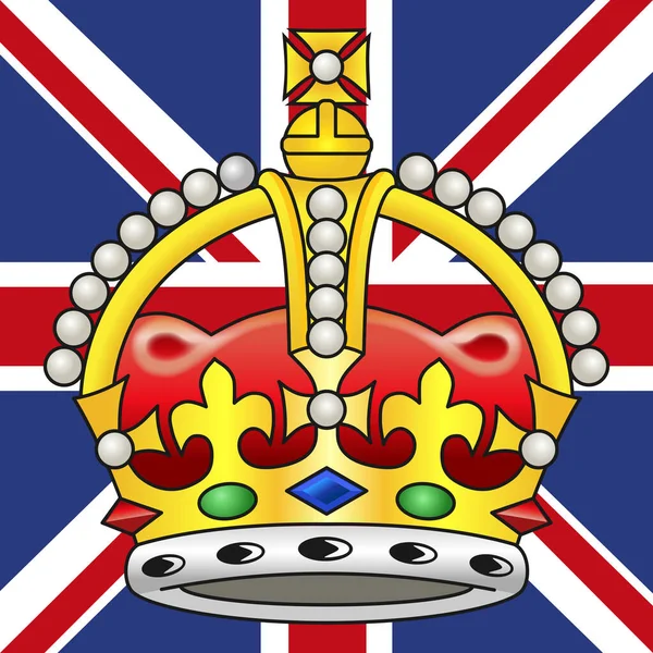 Brytyjska Korona Fladze Unii Jack Zjednoczone Królestwo Ilustracja Wektor — Wektor stockowy