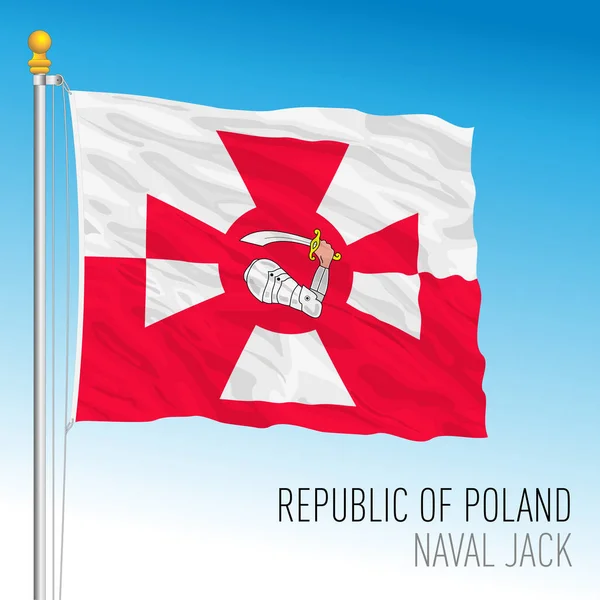 Polen Navy Jack Flagge Vektorillustration — Stockvektor