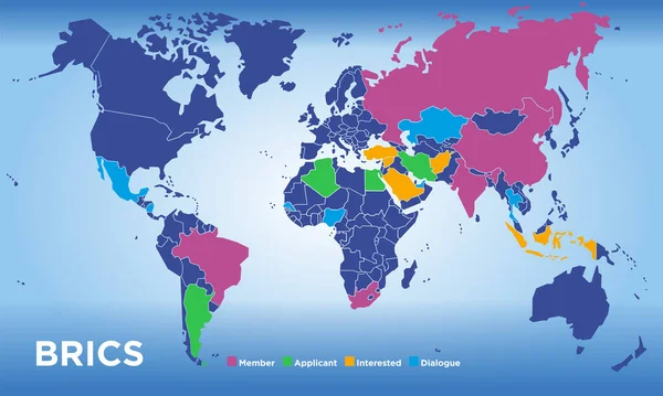 World Map Brics Countries Vector Illustration — Stock Vector