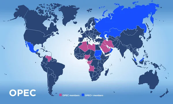Opec Organization Petroleum Exporting Countries Map World Vector Illustration — 图库矢量图片