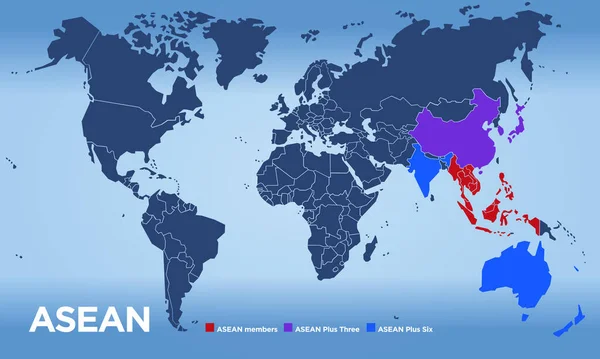 Asean Carte Des Pays Association Des Nations Asie Sud Est — Image vectorielle