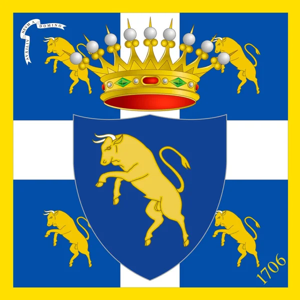 Ciudad Turín Escudo Oficial Armas Bandera Piamonte Italia Unión Europea — Vector de stock