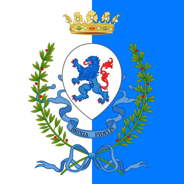 Πόλη Της Brescia Εθνόσημο Στη Σημαία Λομβαρδία Ιταλία Διανυσματική Απεικόνιση — Διανυσματικό Αρχείο
