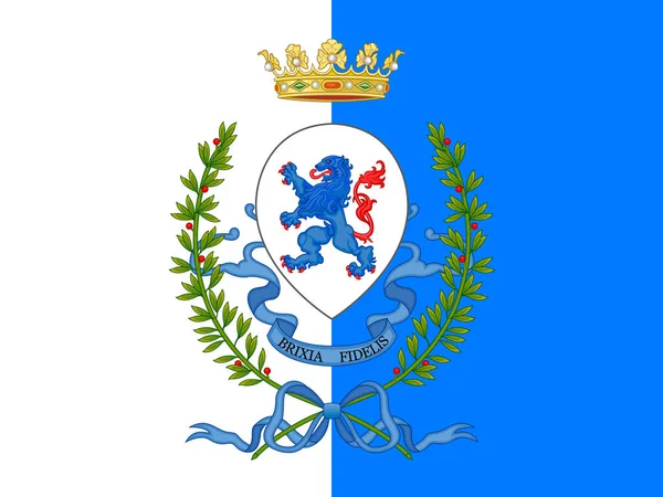 Flagge Der Stadt Brescia Mit Wappen Lombardei Italien Vektorillustration — Stockvektor