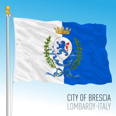 Brescia bayrağı armalı, Lombardy, İtalya, vektör illüstrasyonlu.