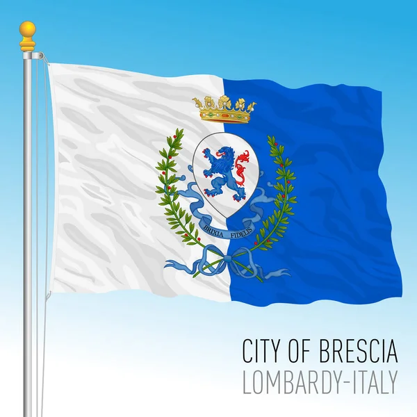 Flaga Miasta Brescia Herbem Lombardia Włochy Ilustracja Wektora — Wektor stockowy
