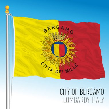 Bergamo, İtalya, şehrin resmi bayrağı arması, vektör illüstrasyonu