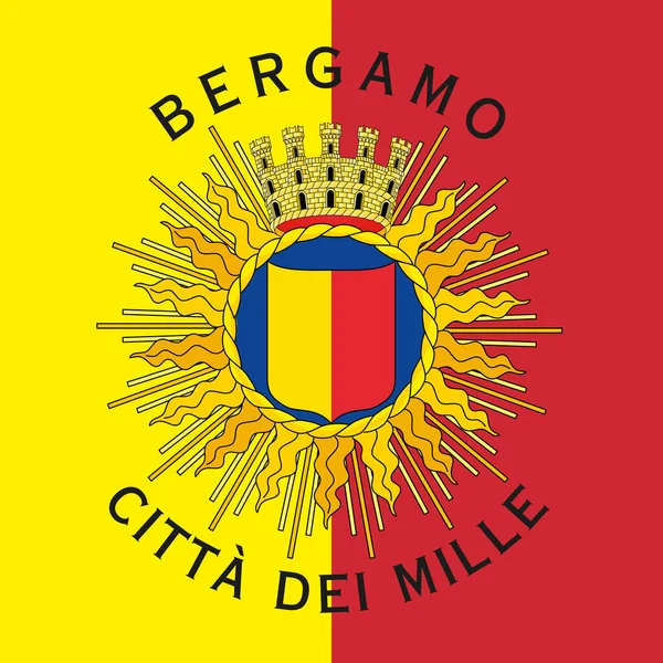 Bergamo Italia Stemma Ufficiale Del Comune Sulla Bandiera Illustrazione Vettoriale — Vettoriale Stock
