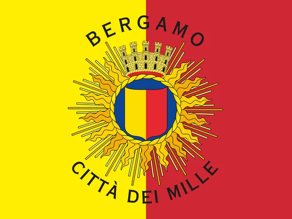 Bergamo Bandiera Ufficiale Della Città Con Stemma Illustrazione Vettoriale — Vettoriale Stock
