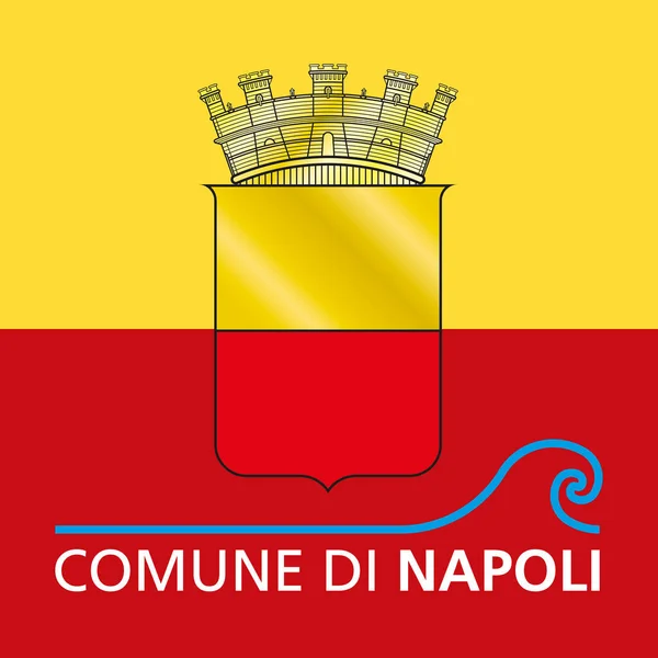 Neapol Italské Město Oficiální Erb Barvách Městské Vlajky Region Kampánie — Stockový vektor