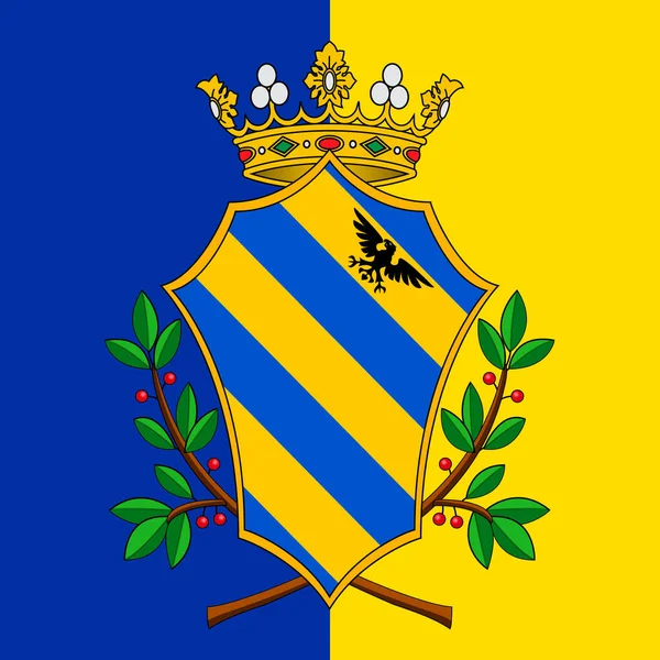 City Urbino Coat Arms Flag City Marche Region Italy Vector — Vector de stock