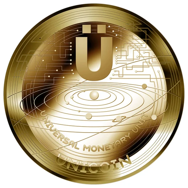 Unicoin Universal Monetary Unit Fantasy Gold Token Illustration — Stock Photo, Image